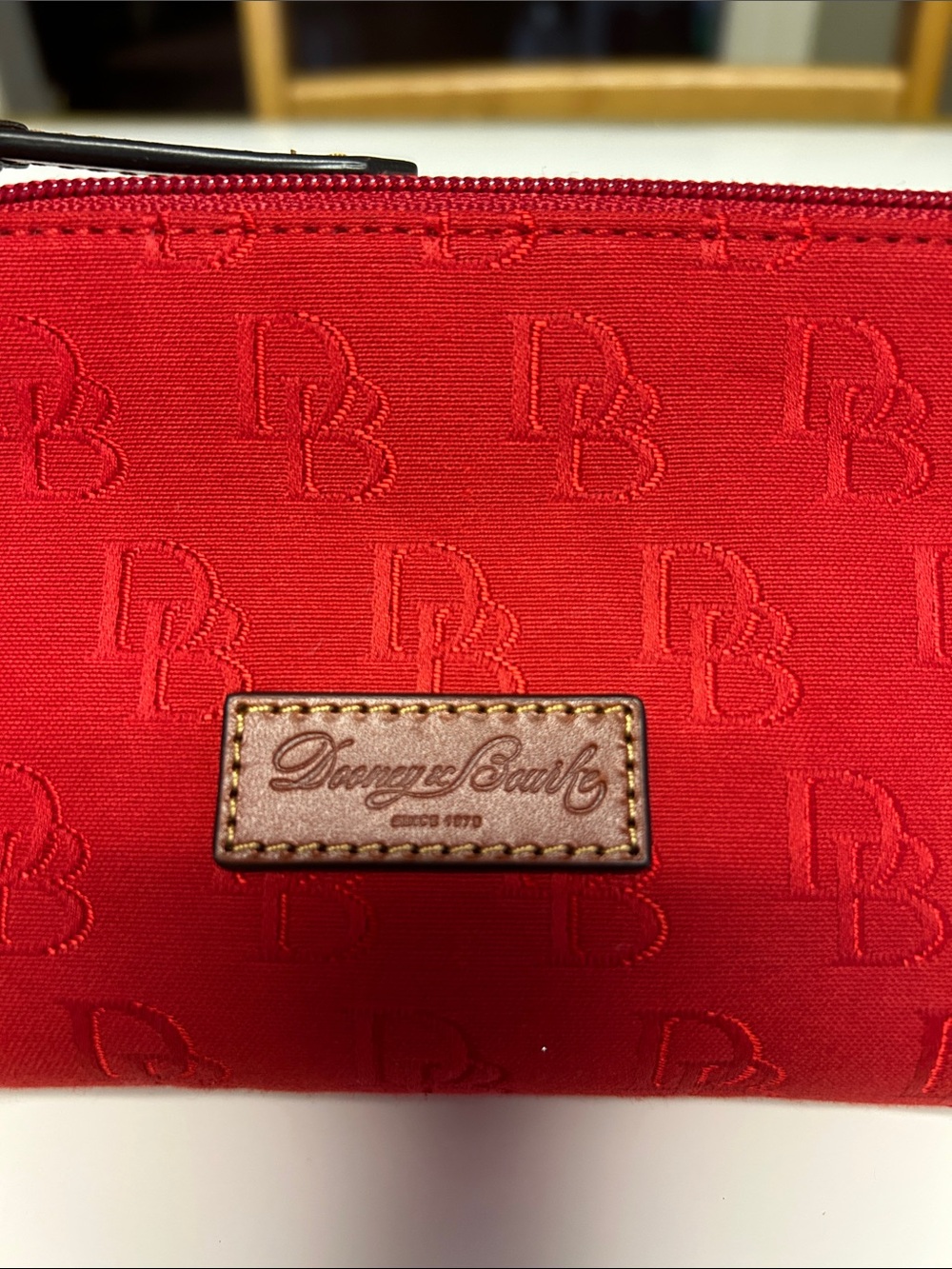 Dooney & Bourke Scarlet Red Signature Logo Canvas Cosmetic Pouch - Picture 2 of 6